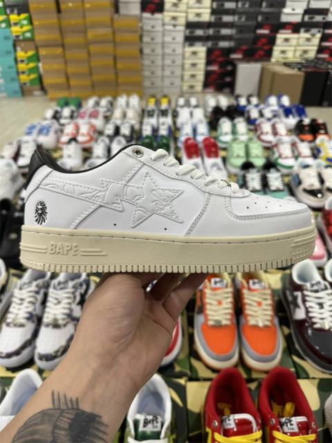 Bapesta Bape Sta Classic White Black Leather Shoes