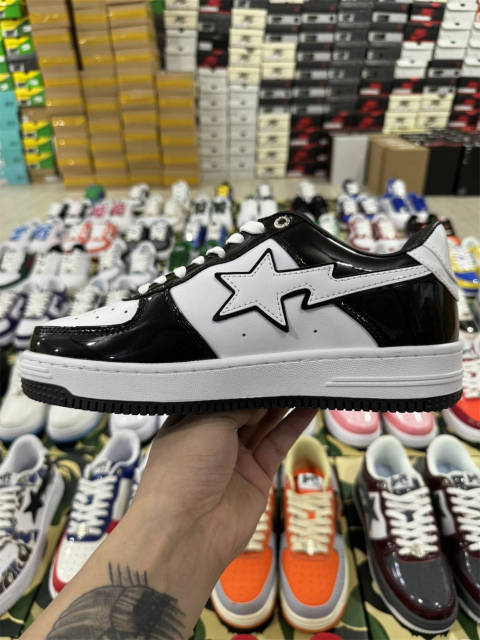 Bapesta Bape Sta White Black Patent Shoes