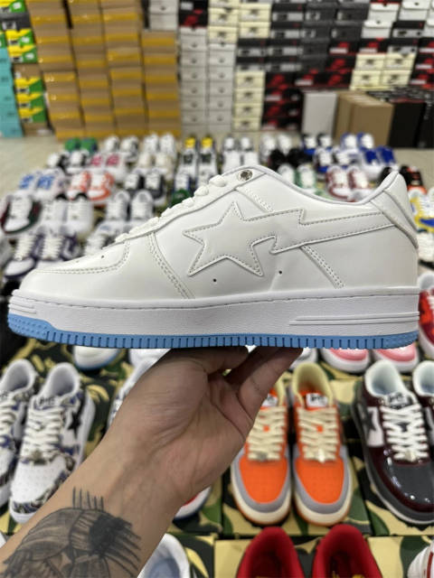 Bapesta Bape Sta White and Blue Leather Shoes