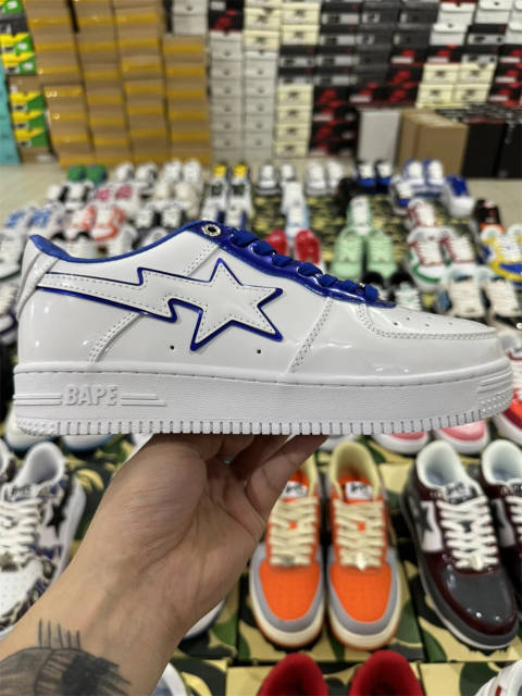 Bapesta Bape Sta White Blue Patent Shoes