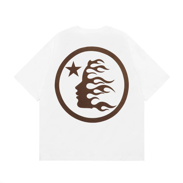 Hellstar Studios Classic Brown Logo Short Sleeve Tee Shirt White