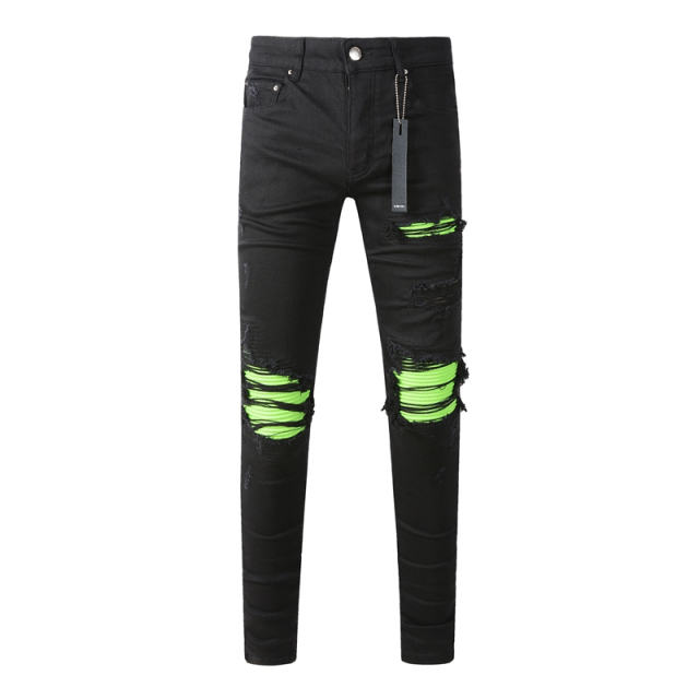 #8893 Grenn Patch Jeans Pants