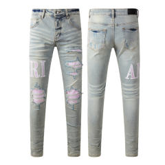 #8885 Pink Logo Jeans Pants