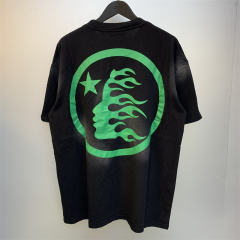 Hellstar Studios Classic Green Logo Short Sleeve Tee Shirt Washed Black