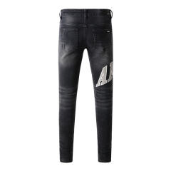 #8903 Big Font Jeans Pants Black