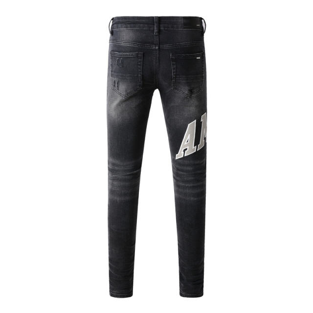 #8903 Big Font Jeans Pants Black