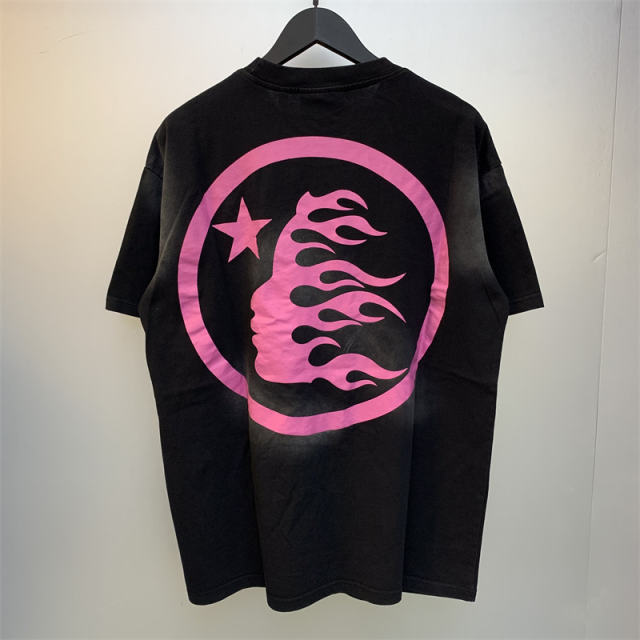 Hellstar Studios Classic Pink Logo Short Sleeve Tee Shirt Black