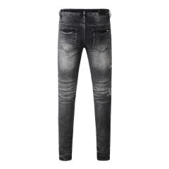 #8906 Embroidered Jeans Pants Black