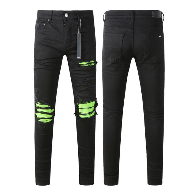 #8893 Grenn Patch Jeans Pants