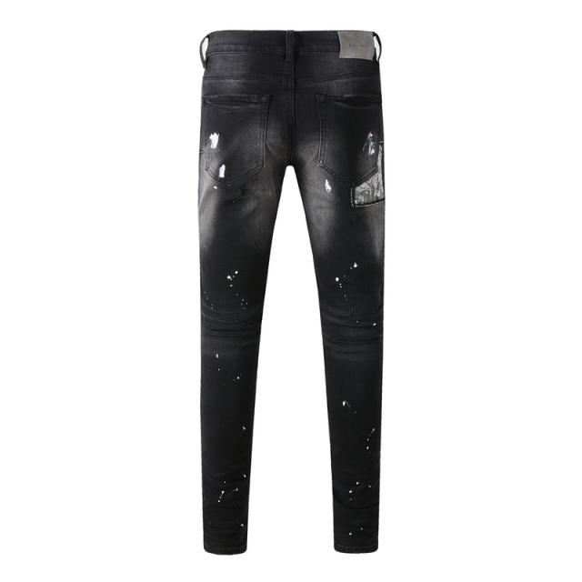 #9099 AM Bandana Patch Jeans
