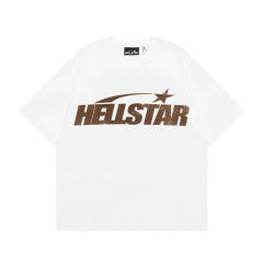 Hellstar Studios Classic Brown Logo Short Sleeve Tee Shirt White