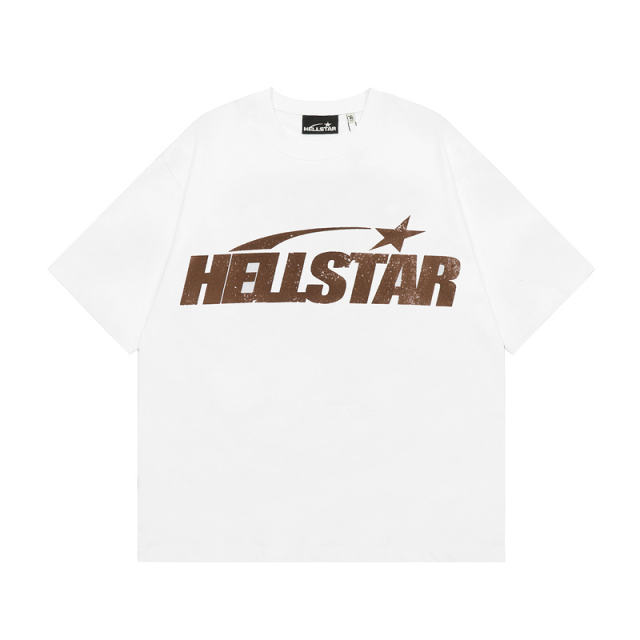 Hellstar Studios Classic Brown Logo Short Sleeve Tee Shirt White