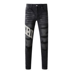 #8903 Big Font Jeans Pants Black
