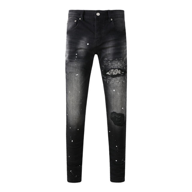 #9099 AM Bandana Patch Jeans