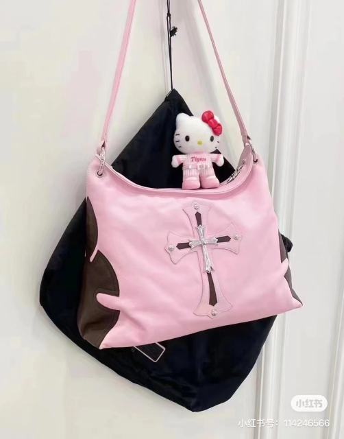 CH Metal Cross Black Leather Bag Custom Made