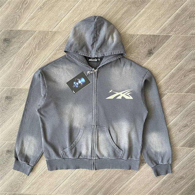 1:1 Quality Hellstar Studios Sports Zip Up Hoodie Gray