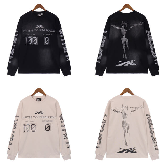 Hellstar Studios Long Sleeve T-Shirt Beige Black