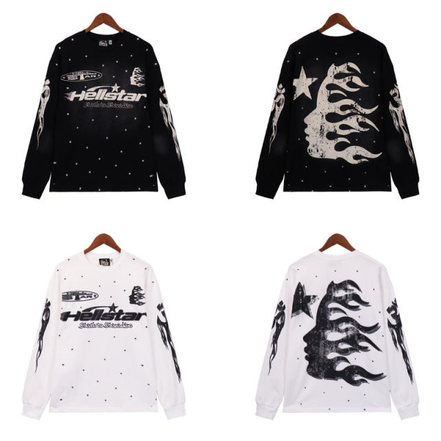 Hellstar Studios Long Sleeve T-Shirt Beige Black