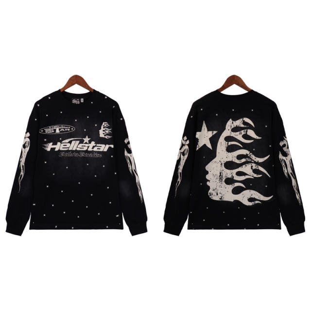Hellstar Studios Long Sleeve T-Shirt Beige Black
