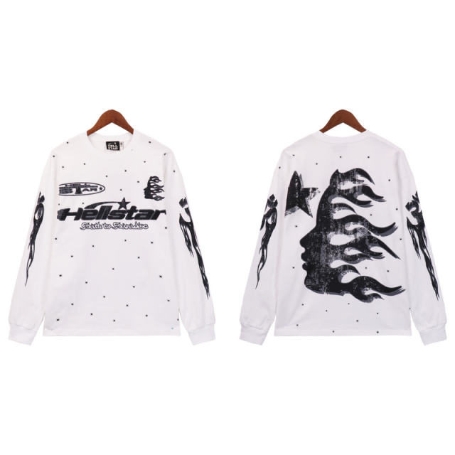 Hellstar Studios Long Sleeve T-Shirt Beige Black