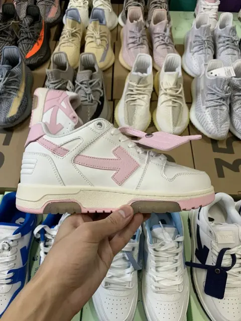 Off-White Out Of Office Low-Top Leather OW Sneakers Shoes White (Women Size)