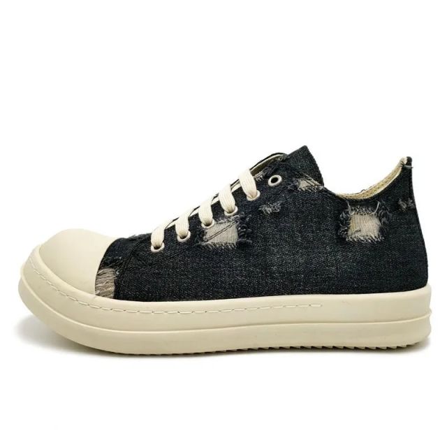 R*ck Οwens Leather OW Low-End High Shoes Black Pink (Size 7-13)