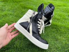 R*ck Οwens Leather OW Low-End High Shoes Black Pink (Size 7-13)