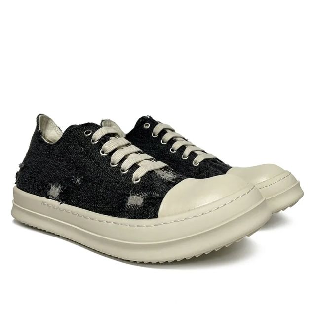 R*ck Οwens Leather OW Low-End High Shoes Black Pink (Size 7-13)