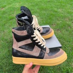 R*ck Οwens Leather OW Low-End High Shoes Black Pink (Size 7-13)