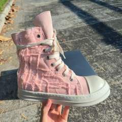 R*ck Οwens Leather OW Hi-End High Shoes Black Pink (Size 7-13)