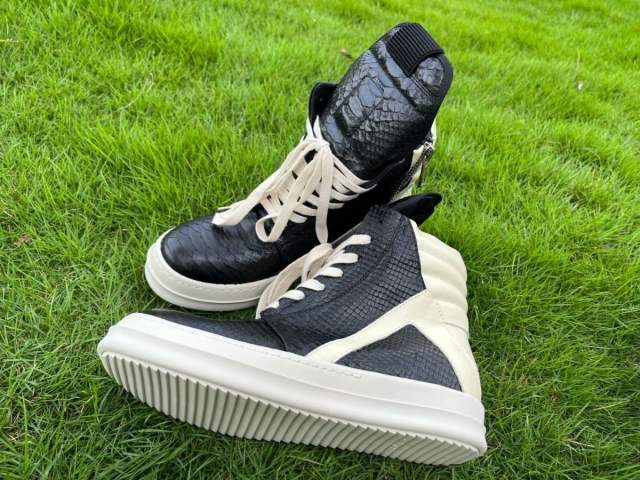 R*ck Οwens Leather OW Low-End High Shoes Black Pink (Size 7-13)