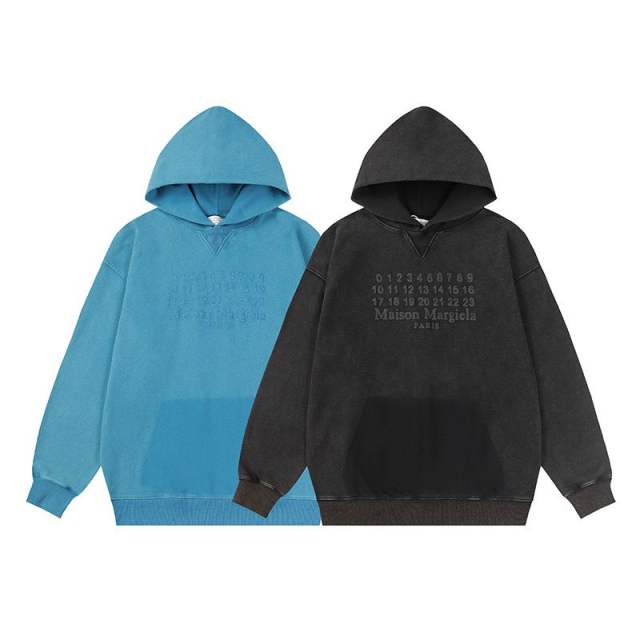 Maison Margiela MM6 Distressed Classic Hoodie  Black Blue