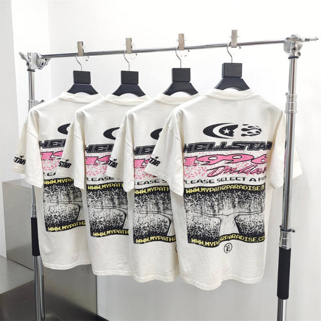 1:1 quality version Hellstar 1996 Pixel Letter Logo Short Sleeve T-Shirt with NFC Tag (Physical Chip)