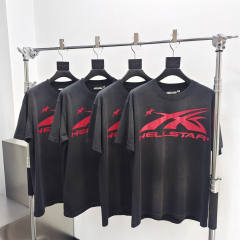 1:1 quality version Hellstar All Red Logo Washed version Tee with NFC Tag (Physical Chip)