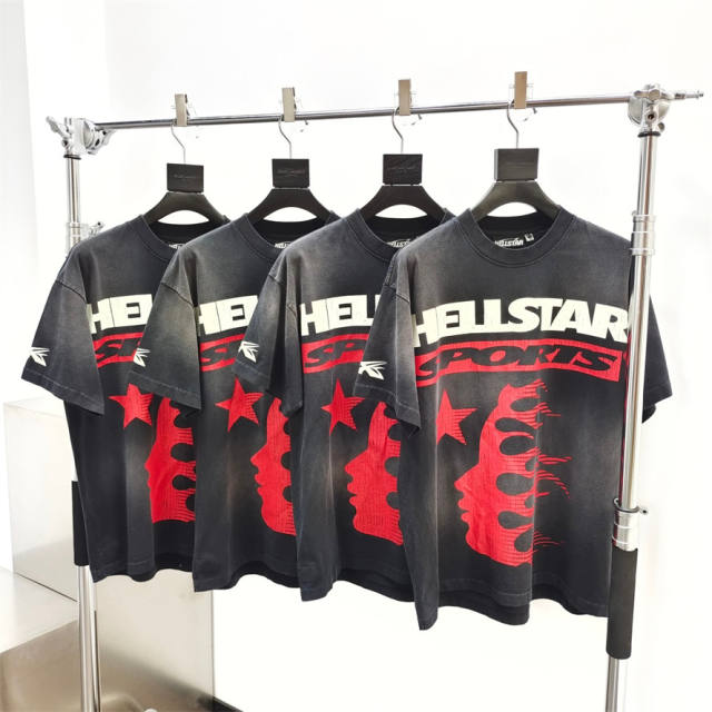 1:1 quality version Hellstar Back FAMILY washed version tee with NFC tag (Physical Chip)