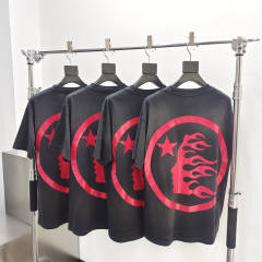 1:1 quality version Hellstar All Red Logo Washed version Tee with NFC Tag (Physical Chip)