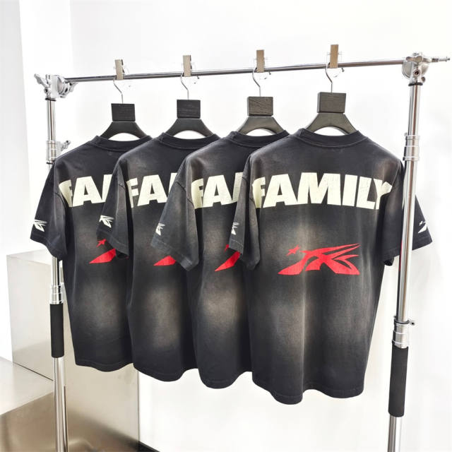 1:1 quality version Hellstar Back FAMILY washed version tee with NFC tag (Physical Chip)