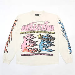1:1 quality version Hellstar 1996 Pixel Letter Logo Long Sleeve T-Shirt with NFC Tag (Physical Chip)
