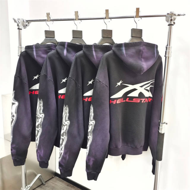 1:1 quality version Hellstar Airbrushed Skull Demon Wind Hoodie with NFC tag
