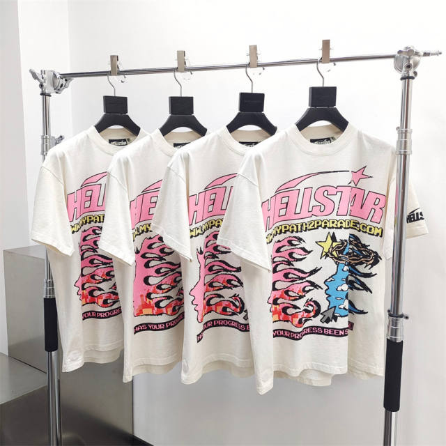1:1 quality version Hellstar 1996 Pixel Letter Logo Short Sleeve T-Shirt with NFC Tag (Physical Chip)