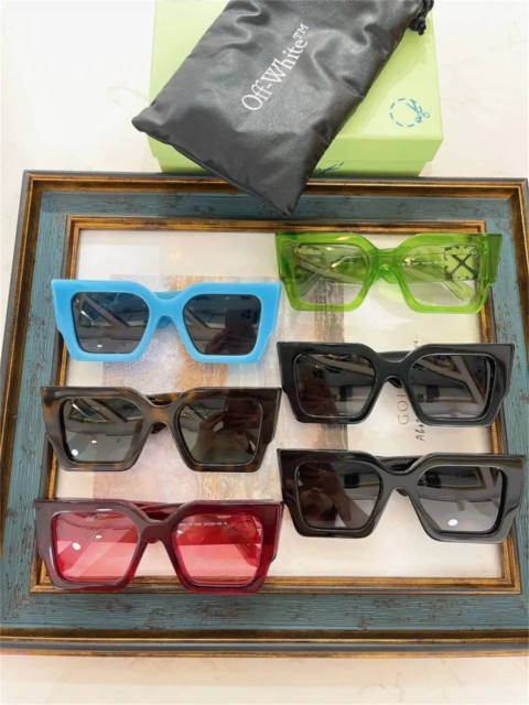 1:1 quality version Off White Arrow Logo Wide Leg Square Frame Sunglasses 6 colors