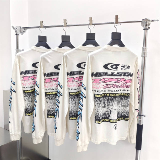 1:1 quality version Hellstar 1996 Pixel Letter Logo Long Sleeve T-Shirt with NFC Tag (Physical Chip)