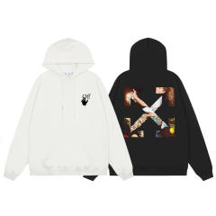 OW back spray-painted arrow print hoodie