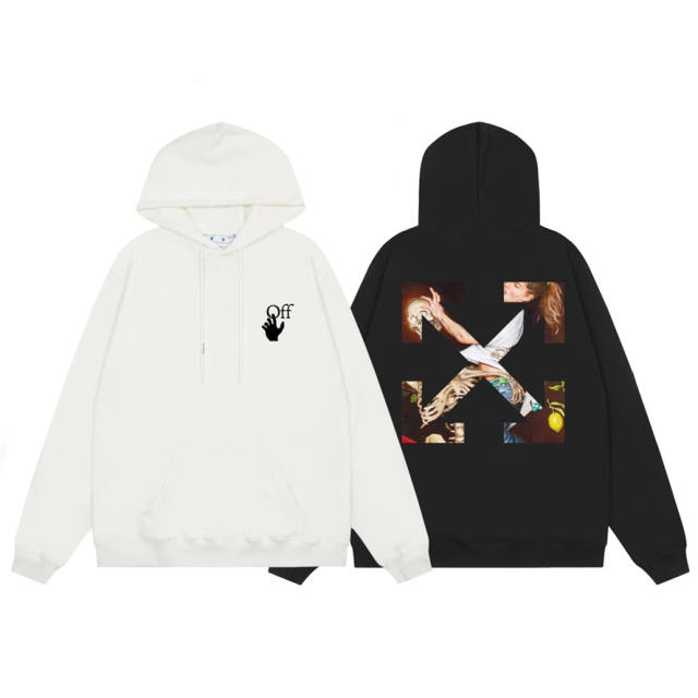 OW back spray-painted arrow print hoodie