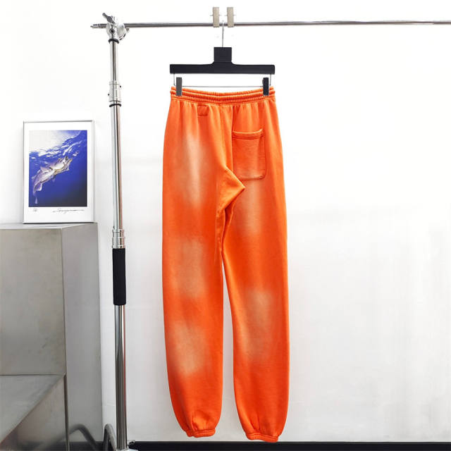 1:1 quality version Hellstar Washed Orange Logo Print Drawstring Sweatpants with NFC Tag
