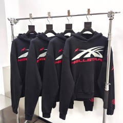 1:1 quality version Hellstar Gray and Red Logo Hoodie with NFC tag