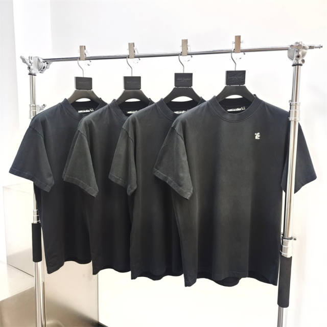 1:1 quality version Hellstar Chest small logo back lettering print Tee with NFC Tag (Physical Chip)