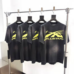 1:1 quality version Hellstar Lemon Yellow Logo Washed Version tee with NFC tag