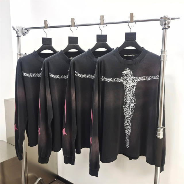 1:1 quality version Hellstar HS QR Code Man Long Sleeve T-Shirt with NFC Tag
