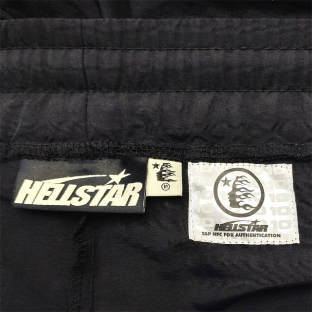 1:1 quality version Hellstar Nylon waxed black shorts with NFC Tag